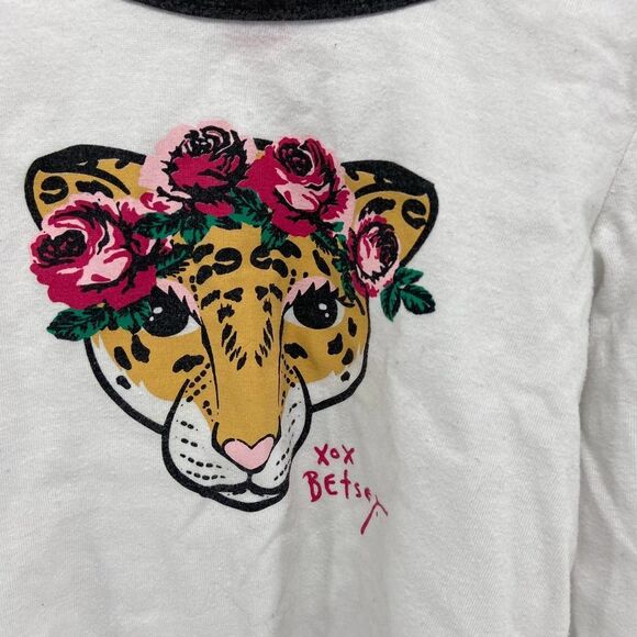 Betsey Johnson Girls Flower Crown Leopard long sleeve T-shirt girls 5 - Picture 2 of 5